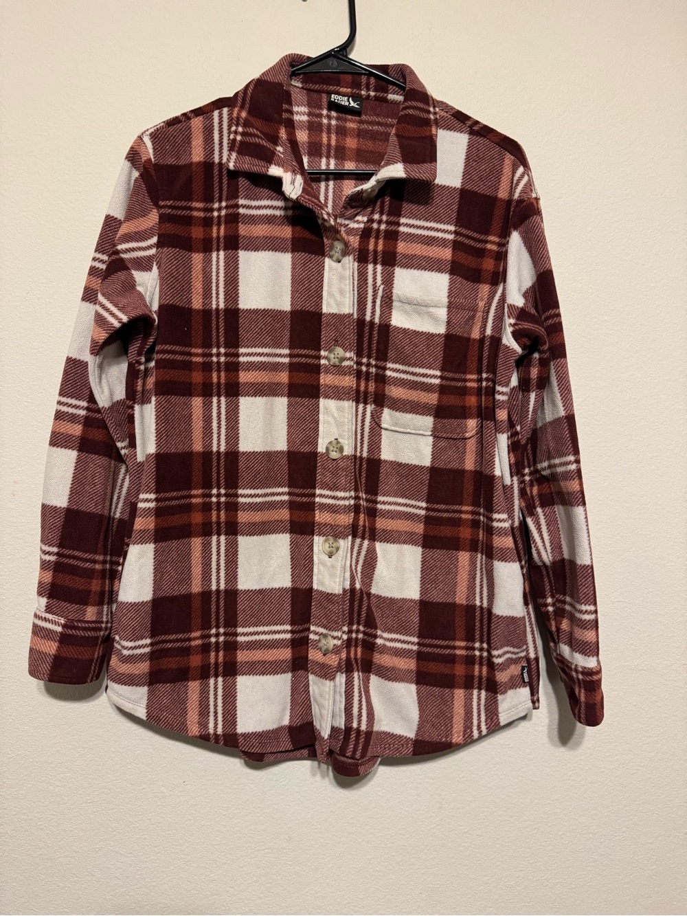 Eddie Bauer Girls' Burgundy and White Plaid Button-Down
